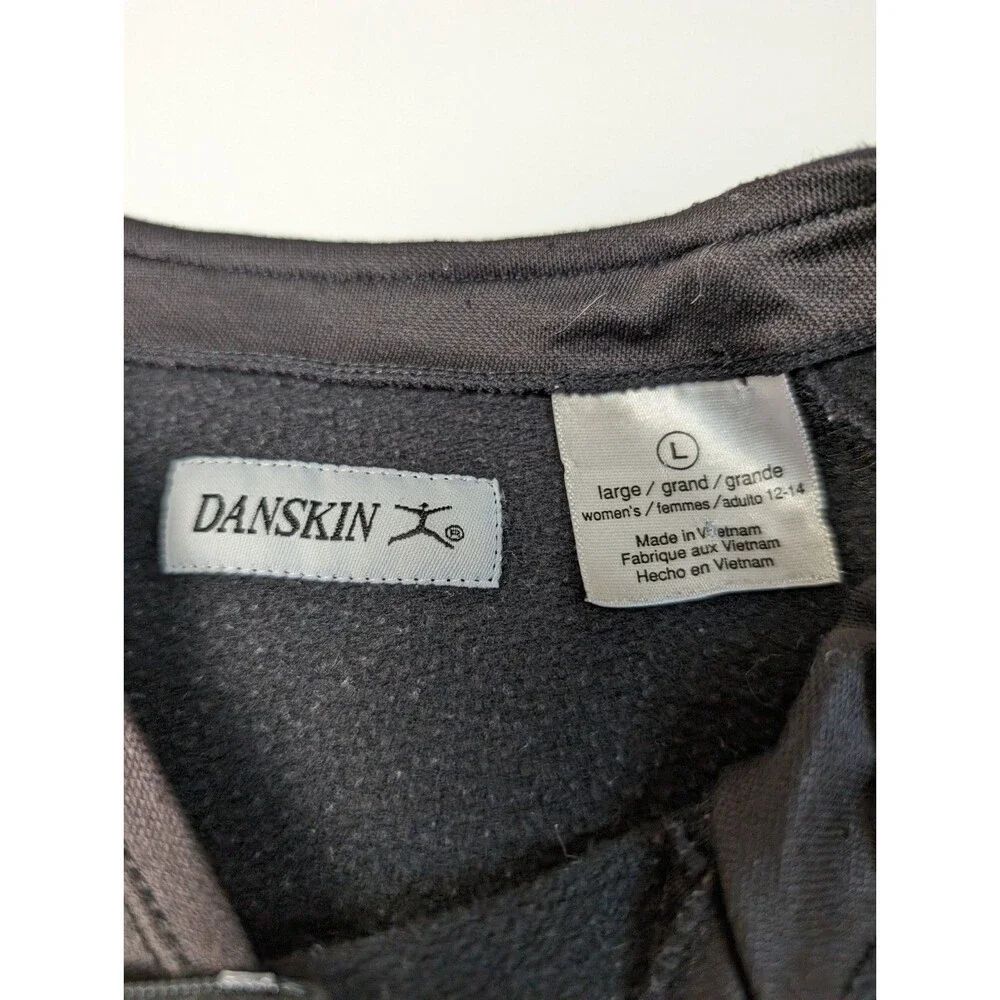 Danskin Top Women’s Large Black 2 Zipper Vented Breathable Mesh W Phone Pocket